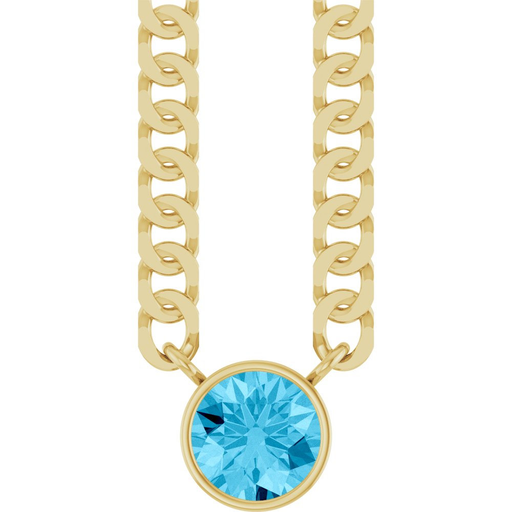 14K Yellow Gold Natural Aquamarine 16" Necklace