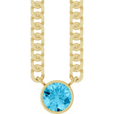 14K Yellow Gold Natural Aquamarine 16" Necklace