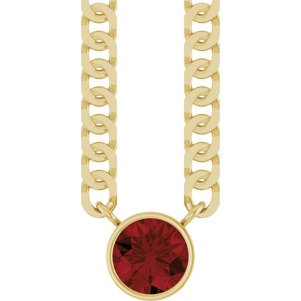 14K Yellow Gold Natural Mozambique Garnet 16" Necklace