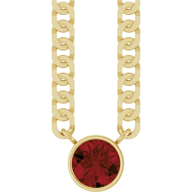 14K Yellow Gold Natural Mozambique Garnet 16" Necklace