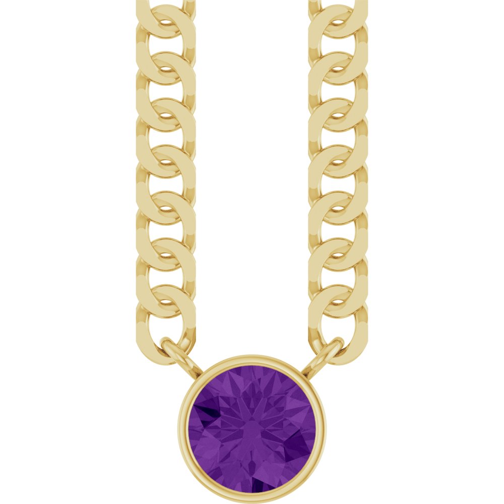 14K Yellow Gold Natural Amethyst 16" Necklace