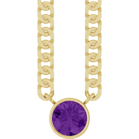 14K Yellow Gold Natural Amethyst 16" Necklace