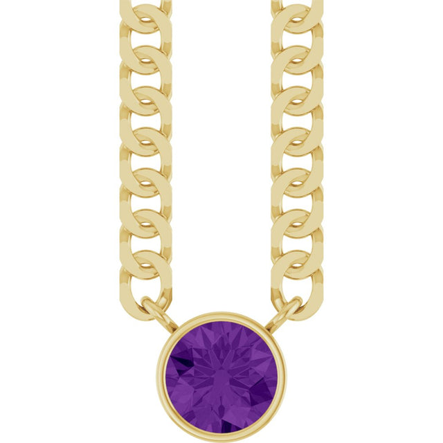 14K Yellow Gold Natural Amethyst 16" Necklace