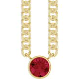 14K Yellow Gold Lab-Grown Ruby 16" Necklace