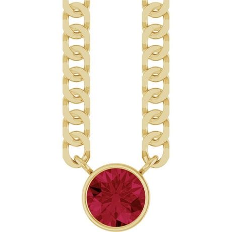 14K Yellow Gold Lab-Grown Ruby 16" Necklace