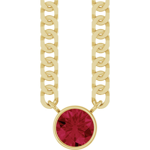 14K Yellow Gold Lab-Grown Ruby 16" Necklace