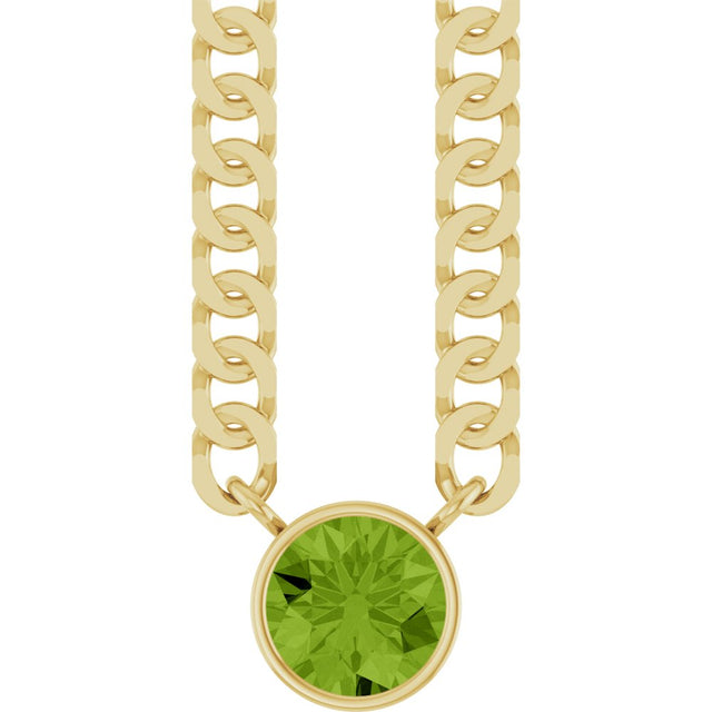 14K Yellow Gold Natural Peridot 16" Necklace
