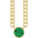 14K Yellow Gold Lab-Grown Emerald 16" Necklace
