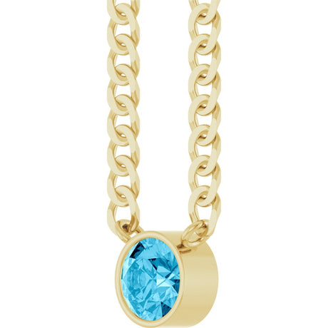 14K Yellow Gold Natural Aquamarine 16" Necklace