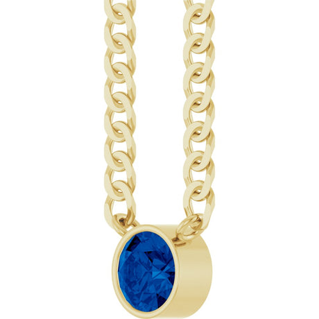 14K Yellow Gold Lab-Grown Blue Sapphire 16" Necklace