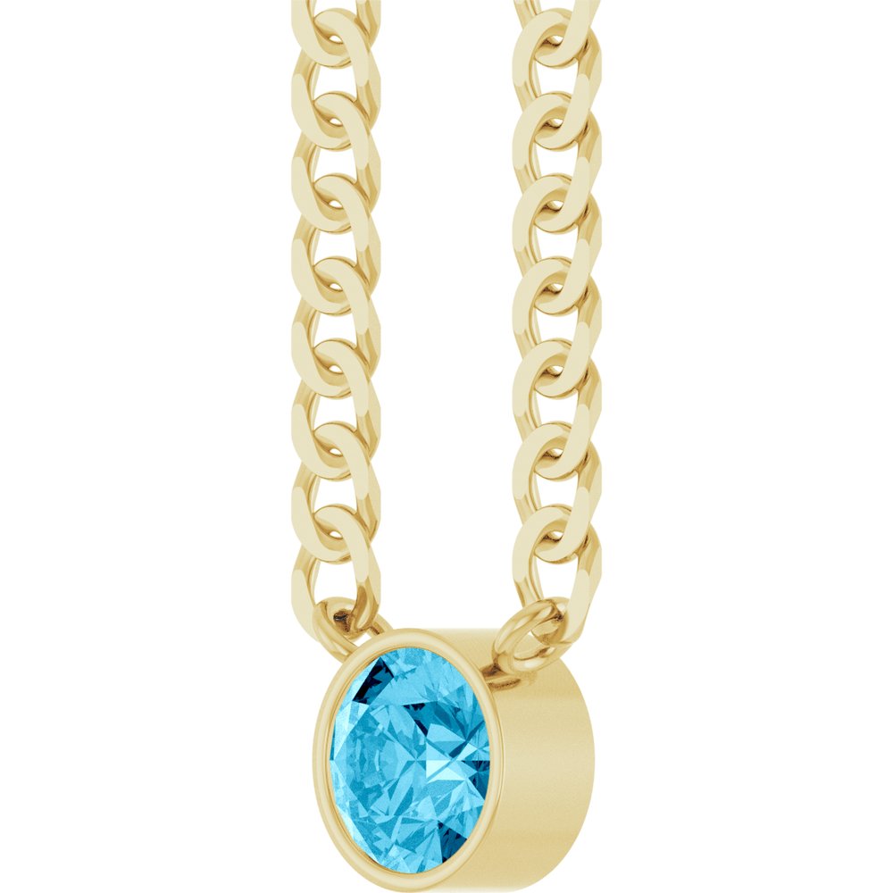 14K Yellow Gold Natural Aquamarine 16" Necklace