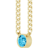 14K Yellow Gold Natural Aquamarine 16" Necklace