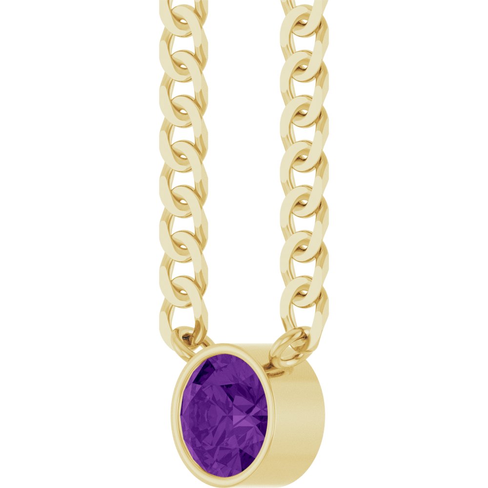 14K Yellow Gold Natural Amethyst 16" Necklace