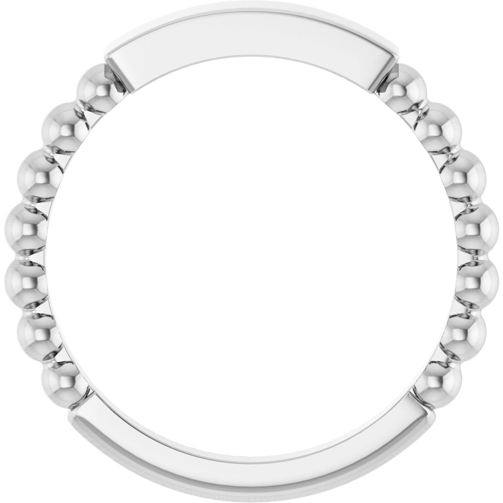 14K White Gold 2.5 mm Engravable Beaded Ring
