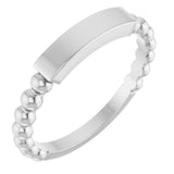 14K White Gold 2.5 mm Engravable Beaded Ring