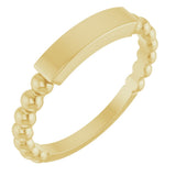 14K Yellow Gold 2.5 mm Engravable Beaded Ring