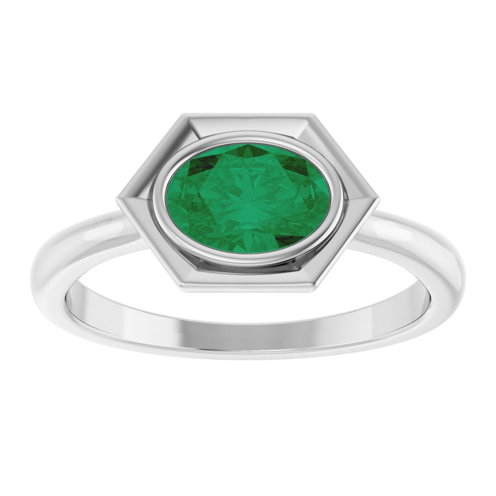 Sterling Silver Lab-Grown Emerald Ring