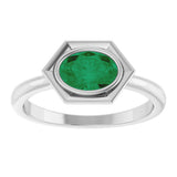 Sterling Silver Lab-Grown Emerald Ring