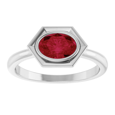 Sterling Silver Lab-Grown Ruby Ring