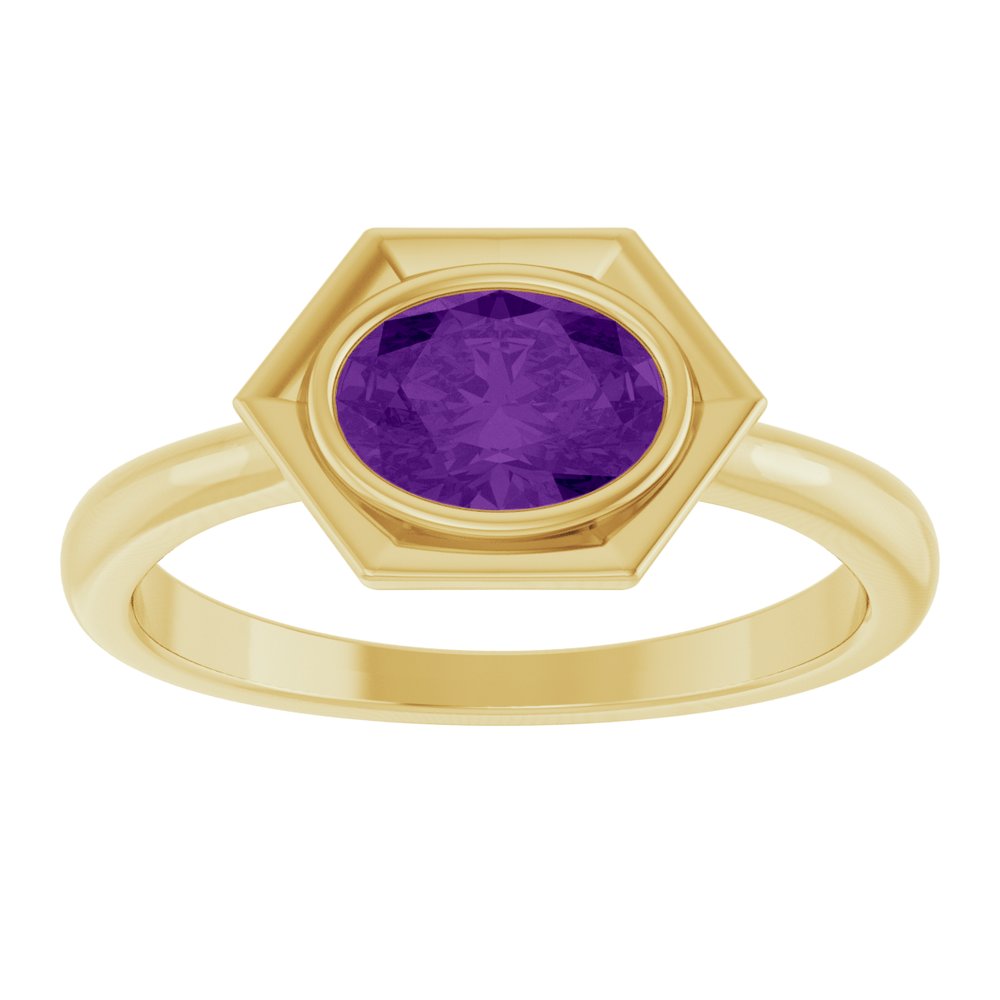 14K Yellow Gold Natural Amethyst Ring