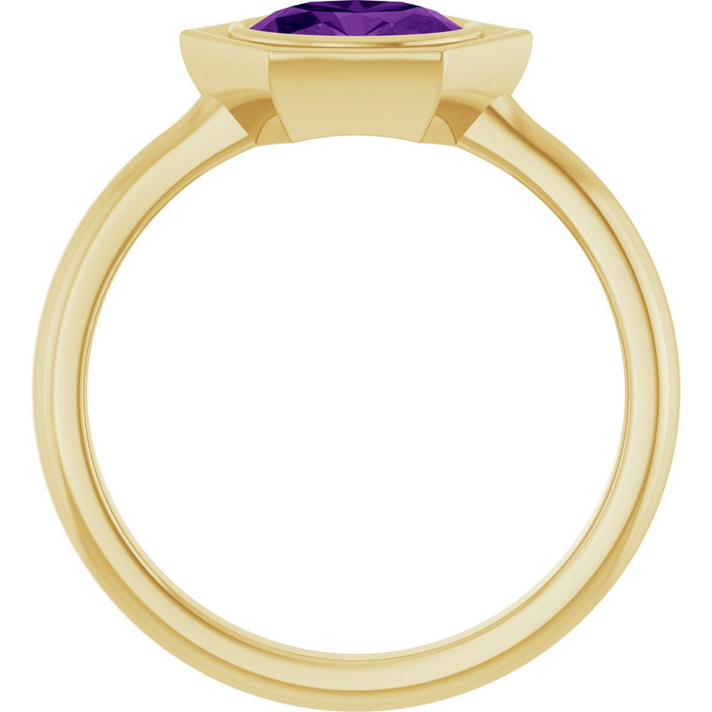 14K Yellow Gold Natural Amethyst Ring