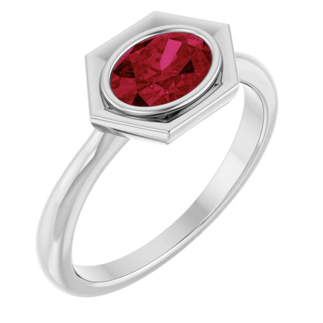 Sterling Silver Lab-Grown Ruby Ring