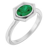 Sterling Silver Lab-Grown Emerald Ring