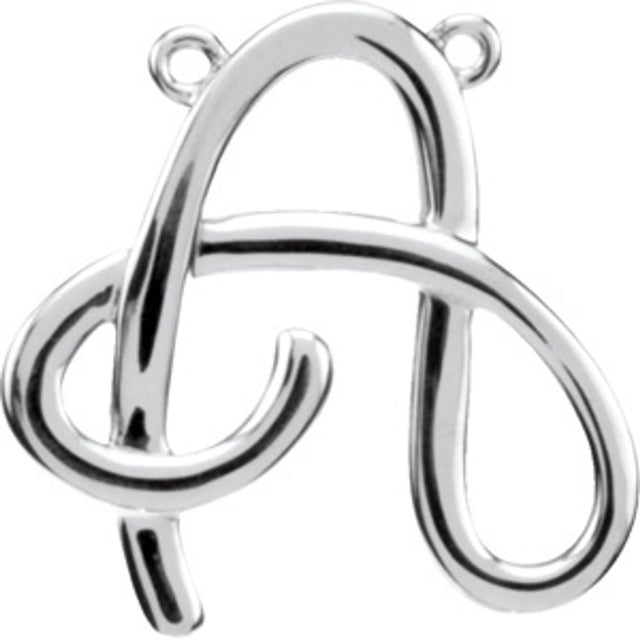 Sterling Silver Script Initial A Necklace Center