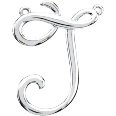 14K White Gold Script Initial J Necklace Center