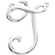 14K White Script Initial J Necklace Center