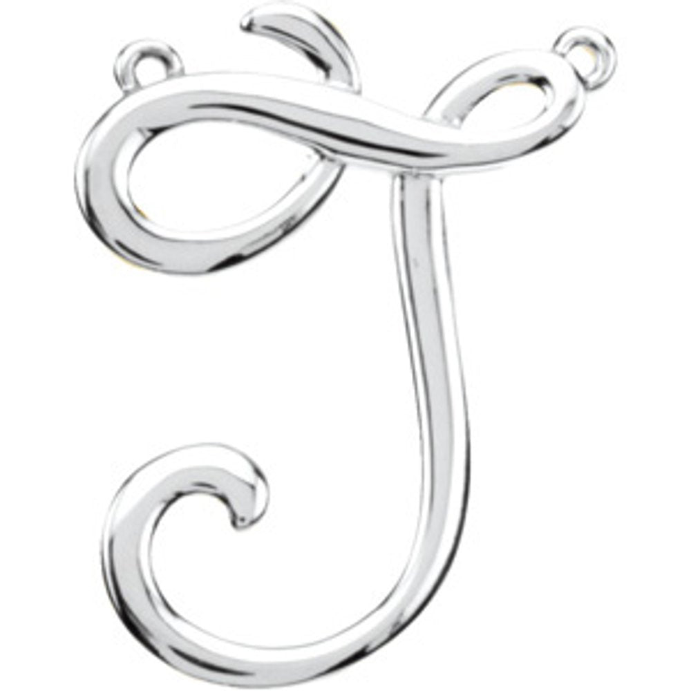 14K White Script Initial J Necklace Center