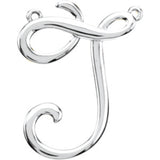 14K White Script Initial J Necklace Center