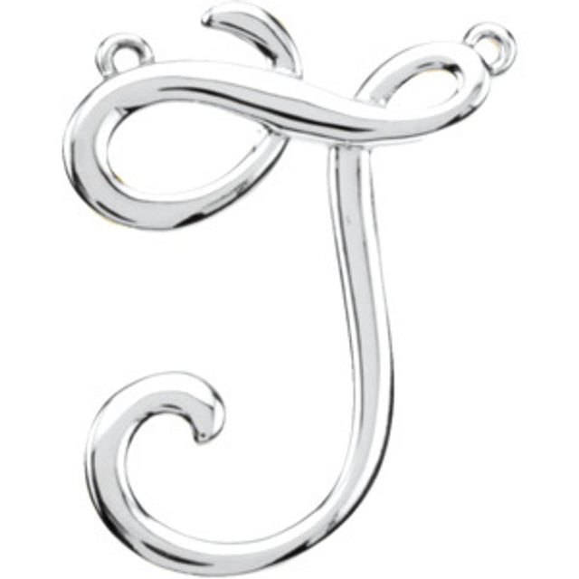 14K White Script Initial J Necklace Center