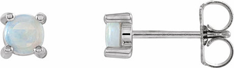 14K White Gold 4 mm Natural White Opal Earrings