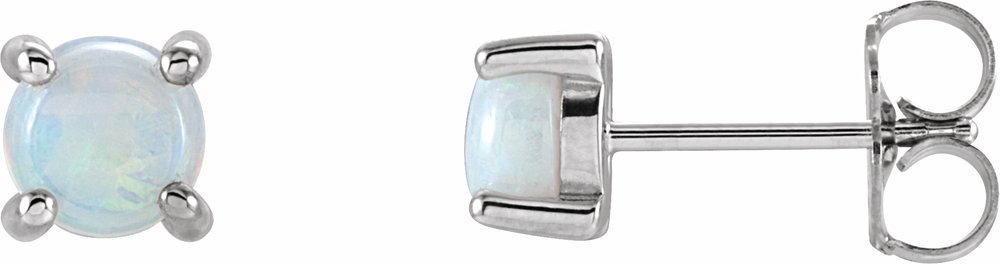 14K White Gold 5 mm Natural White Opal Earrings