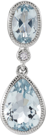 14K White Natural Aquamarine & .006 CTW Natural Diamond Pendant