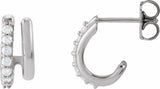 14K White Gold 1/5 CTW Lab-Grown Diamond Stacked 11.7 mm Double J-Hoop Earrings 