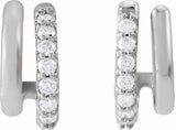 14K White Gold 1/5 CTW Lab-Grown Diamond Stacked 11.7 mm Double J-Hoop Earrings 