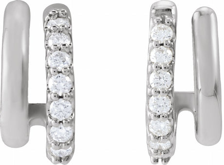 14K White Gold 1/5 CTW Lab-Grown Diamond Stacked 11.7 mm Double J-Hoop Earrings 
