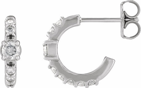 14K White Gold 3/8 CTW Lab-Grown Diamond 12 mm Hoop Earrings
