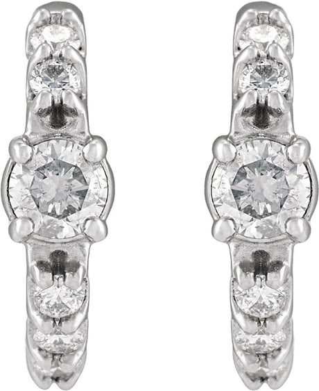 14K White Gold 3/8 CTW Lab-Grown Diamond 12 mm Hoop Earrings
