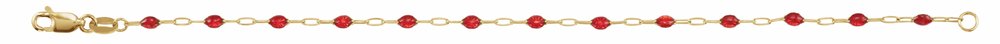 14K Yellow Gold-Filled 1.6 mm Red Enamel Bead Paperclip-Style 7" Chain