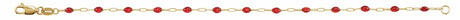 14K Yellow Gold-Filled 1.6 mm Red Enamel Bead Paperclip-Style 7" Chain