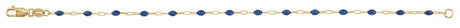 14K Yellow Gold-Filled 1.6 mm Blue Enamel Bead Paperclip-Style 7" Chain