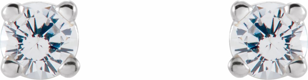 14K White Gold 2.5 mm Natural White Sapphire Earrings