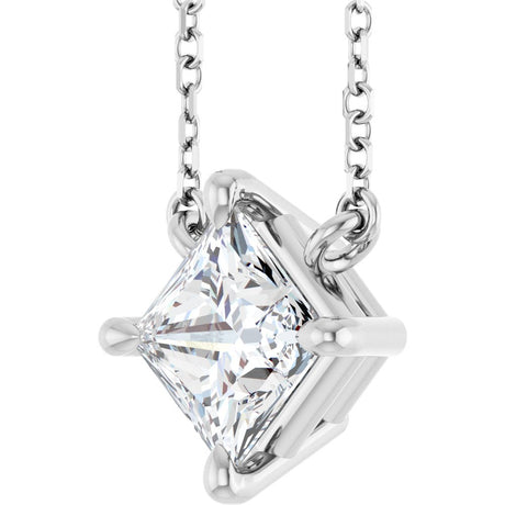 14K White Gold 1/2 CTW Natural Diamond Solitaire 16" Necklace