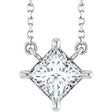 14K White Gold 1/2 CTW Natural Diamond Solitaire 16" Necklace