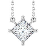 14K White Gold 1/2 CTW Natural Diamond Solitaire 16" Necklace