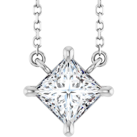 14K White Gold 1/2 CTW Natural Diamond Solitaire 16" Necklace