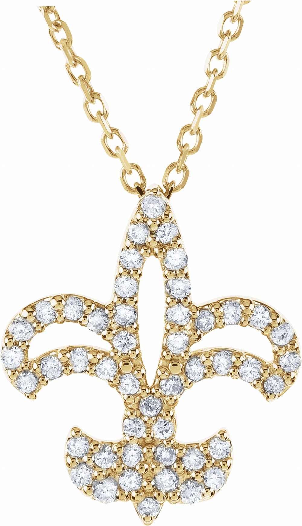 14K Yellow 1/6 CTW Natural Diamond Fleur De Lis 16" Necklace